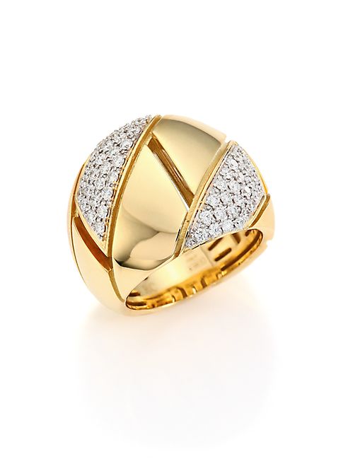 Roberto Coin - Gourmette Pavé Diamond & 18K Yellow Gold Ring