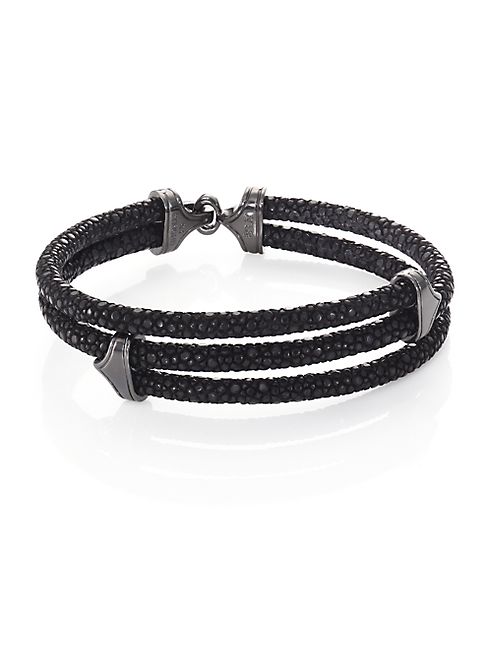 StingHD - Blackened Silver & Stingray Triangle Wrap Bracelet