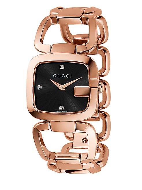 Gucci - G-Gucci Pink Goldtone PVD Stainless Steel Open-Link Bracelet Watch