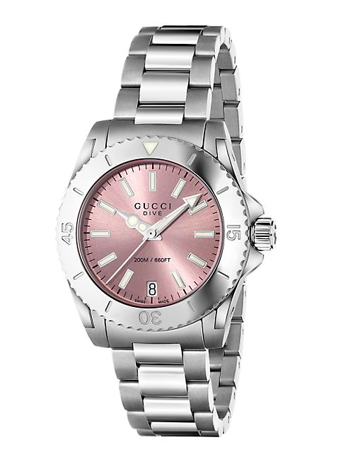 Gucci - Dive Stainless Steel Bracelet Watch/Pink