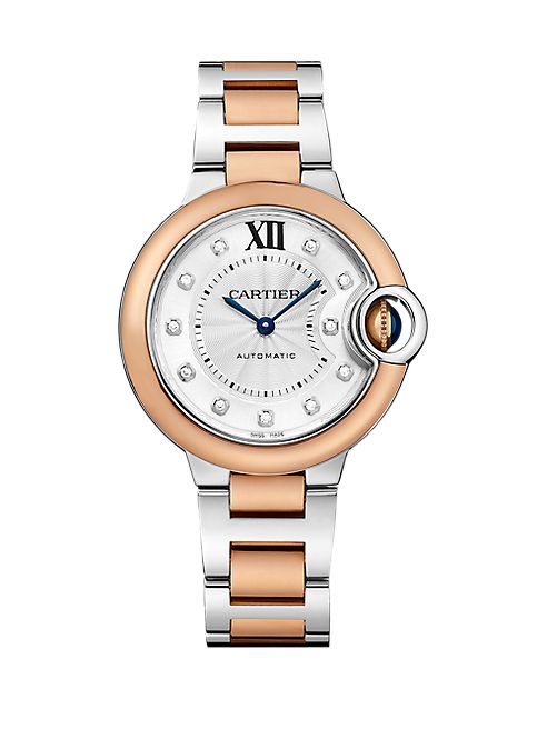 Cartier - Ballon Bleu de Cartier Diamond, 18K Rose Gold & Stainless Steel Bracelet Watch