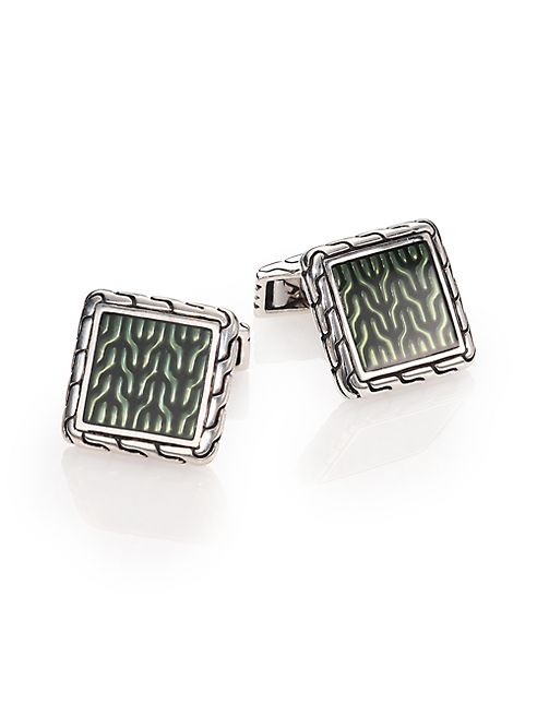 John Hardy - Sterling Silver & Enamel Cuff Links