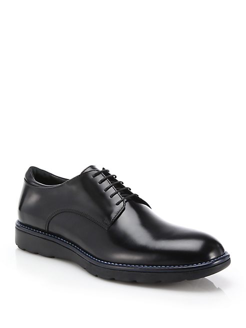 Z Zegna - Leather Plain-Toe Derby Shoes