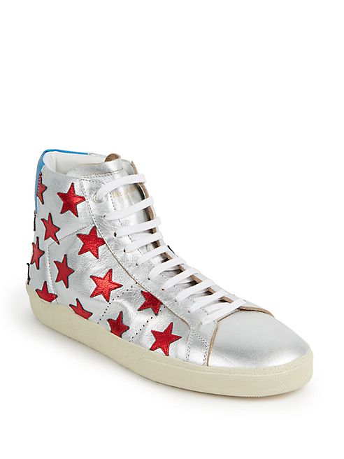 Saint Laurent - Stars Metallic High-Top Sneakers