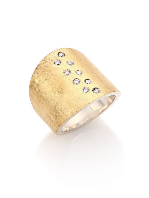 Rene Escobar - Diamond, 18K Yellow Gold & Sterling Silver Wide Band Ring