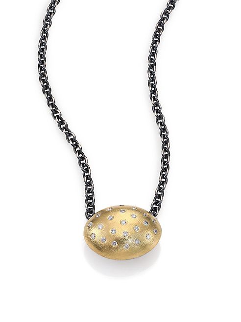 Rene Escobar - Diamond, 18K Yellow Gold & Sterling Silver Oval Pendant Necklace