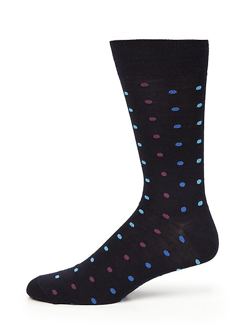 Saks Fifth Avenue Collection - Multi-Dot Merino Wool Dress Socks