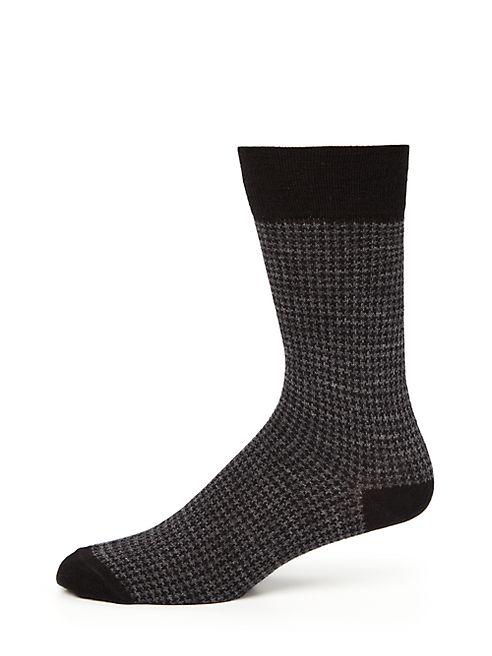 Saks Fifth Avenue Collection - Houndstooth Merino Wool Dress Socks