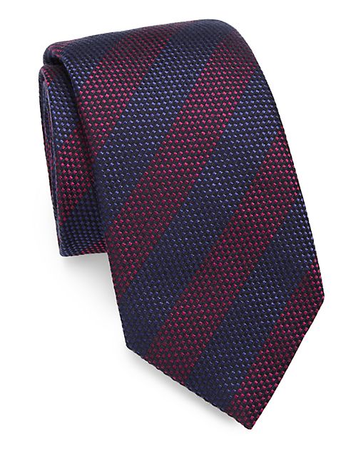 Saks Fifth Avenue Collection - Striped Silk/Cotton Tie