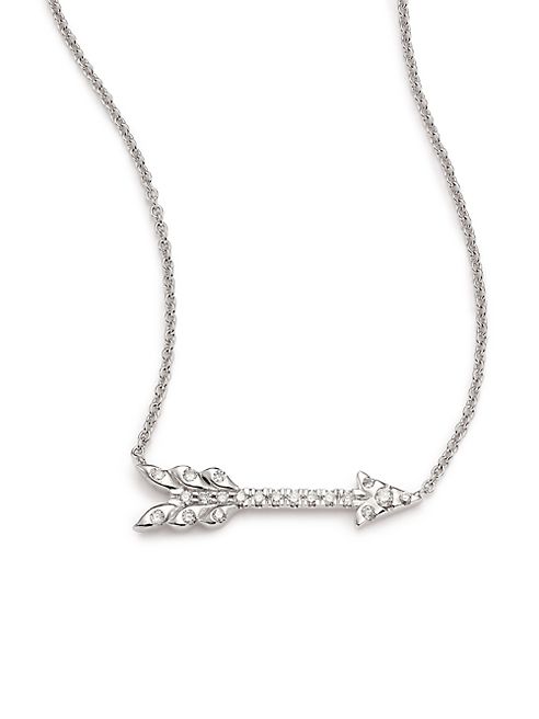 Roberto Coin - Tiny Treasures Diamond & 18K White Gold Arrow Necklace