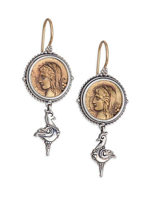 Konstantino - Kerma Bronze & Sterling Silver Coin Drop Earrings