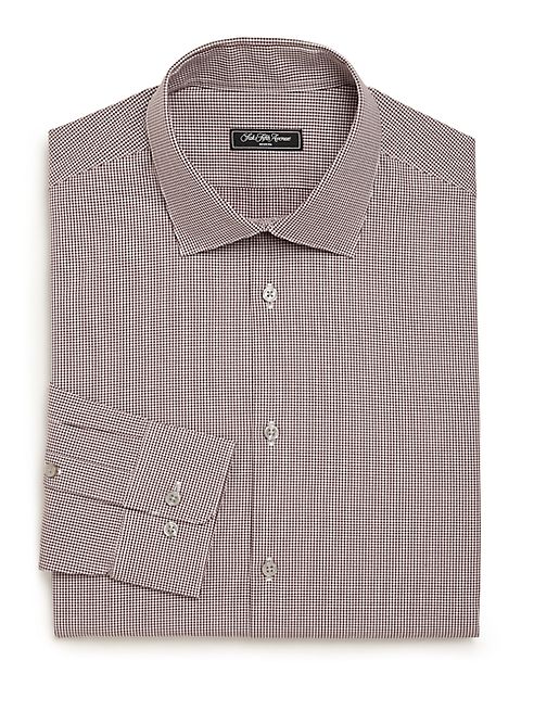 Saks Fifth Avenue Collection - Modern Regular-Fit Mini Houndstooth Check Patterned Dress Shirt