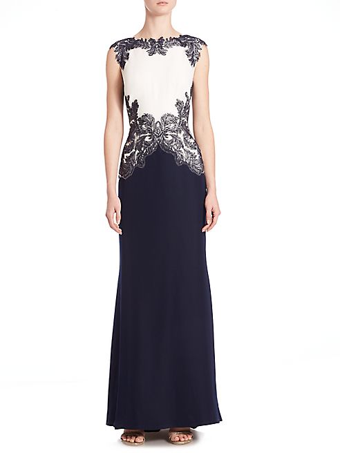 Tadashi Shoji - Embellished Colorblock Gown