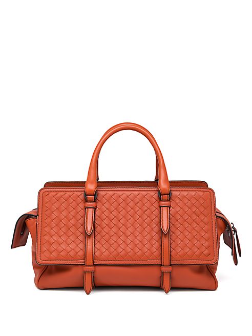 Bottega Veneta - Belted Basket-Weave Leather Satchel