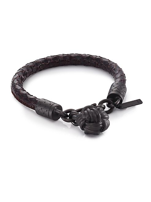 Bottega Veneta - Ayers Snakeskin Intrecciato Hook Wrap Bracelet