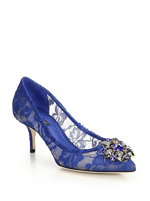 Dolce & Gabbana - Embellished Lace Point Toe Pumps