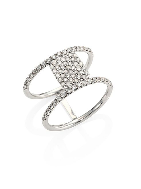 Meira T - Pavé Diamond & 14K White Gold Double-Band Ring