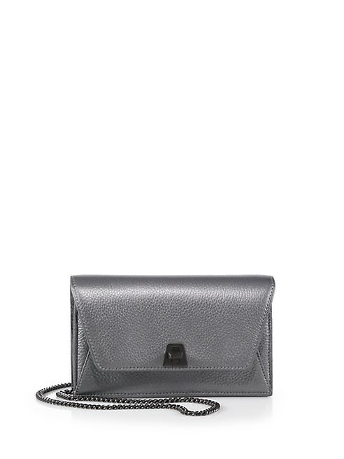 Akris - Anouk Mini Metallic Leather Envelope Clutch