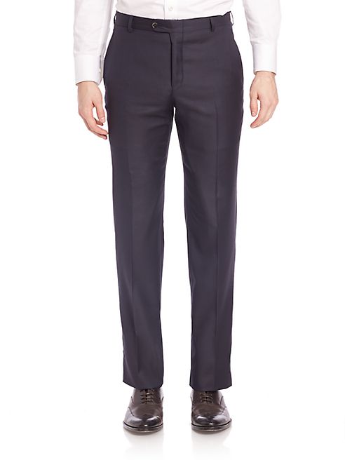 Hickey Freeman - Flat-Front Wool Trousers