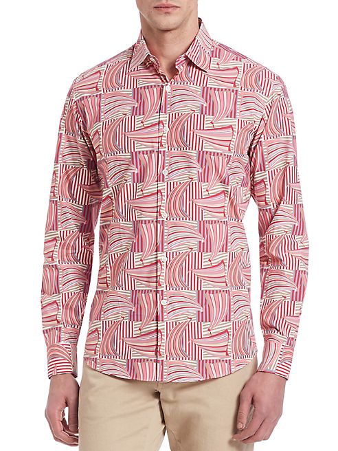 Salvatore Ferragamo - Exploded Sailboat Print Button-Down Shirt