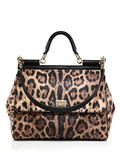 Dolce & Gabbana - Sicily Leopard-Print Leather Top Handle Satchel