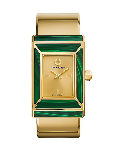 Tory Burch - Robinson Malachite & Goldtone Stainless Steel Bracelet Watch