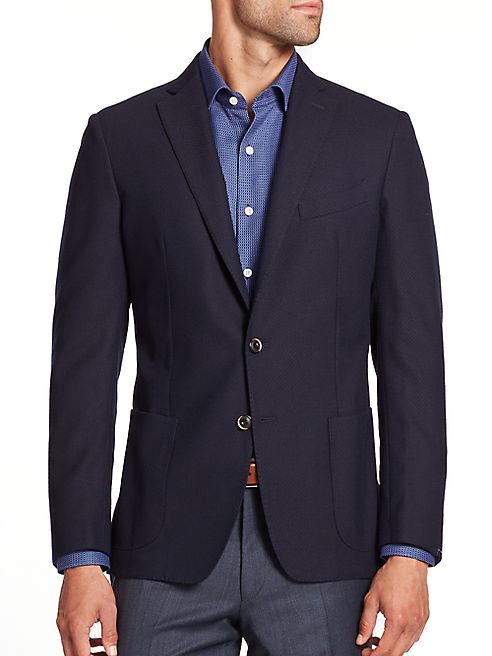 Saks Fifth Avenue Collection - Diamond-Weave Cotton & Wool Blazer