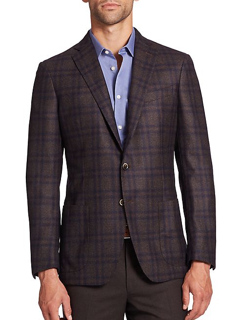 Saks Fifth Avenue Collection - Windowpane-Check Wool Blazer