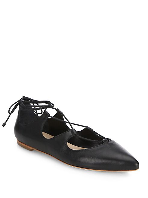 Loeffler Randall - Ambra Leather Lace-Up Flats