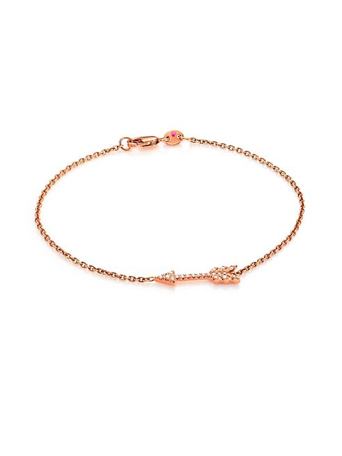 Roberto Coin - Tiny Treasures Diamond & 18K Rose Gold Arrow Bracelet