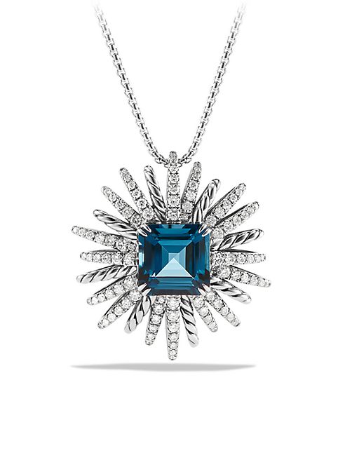 David Yurman - Starburst Necklace with Diamonds and Hampton Blue Topaz