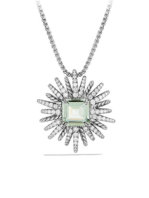 David Yurman - Starburst Necklace with Diamonds and Prasiolite in Silver, 30MM