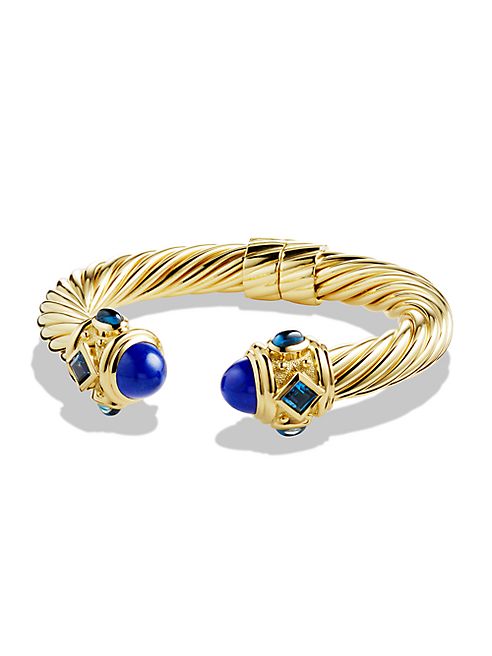 David Yurman - Renaissance Bracelet with Lapis Lazuli and Hampton Blue Topaz in 18K Gold