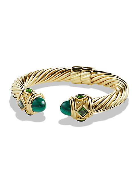 David Yurman - Renaissance Bracelet with Malachite and Green/Chrome Diopside in 18K Gold