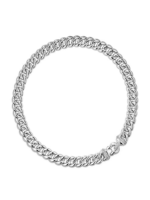 David Yurman - Cable Buckle Necklace with Diamonds in Silver