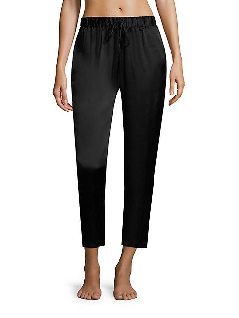 Josie Natori - Key Essential Solid Silk Cropped Pants