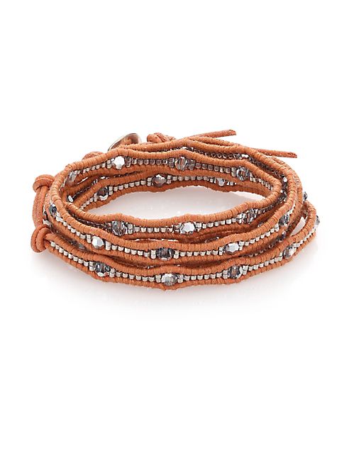 Chan Luu - Crystal & Leather Multi-Row Beaded Wrap Bracelet