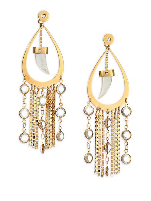 House of Lavande - Nihiwatu Mother-Of-Pearl & Crystal Double-Sided Fringe Teardrop Earrings