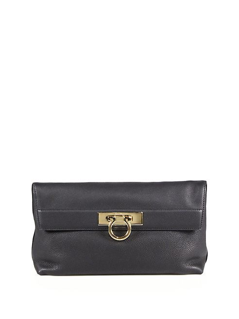 Salvatore Ferragamo - May Fold-Over Leather Clutch