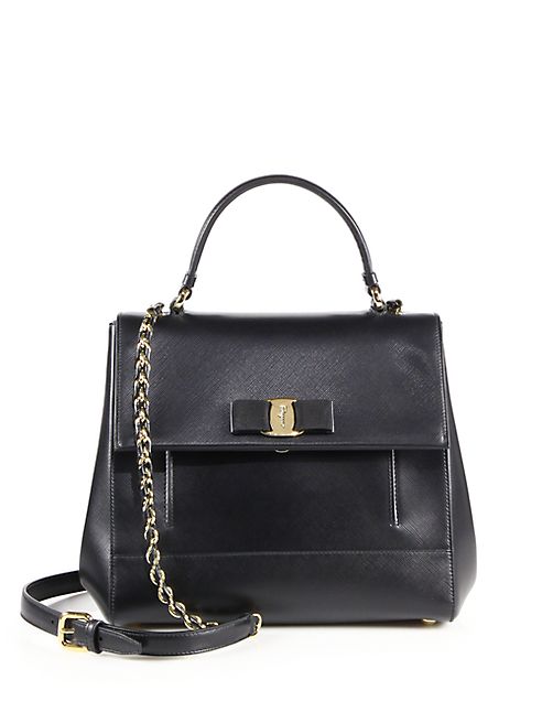 Salvatore Ferragamo - Carrie Saffiano Leather Satchel