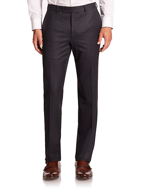 Saks Fifth Avenue Collection - Wool Flat-Front Pants