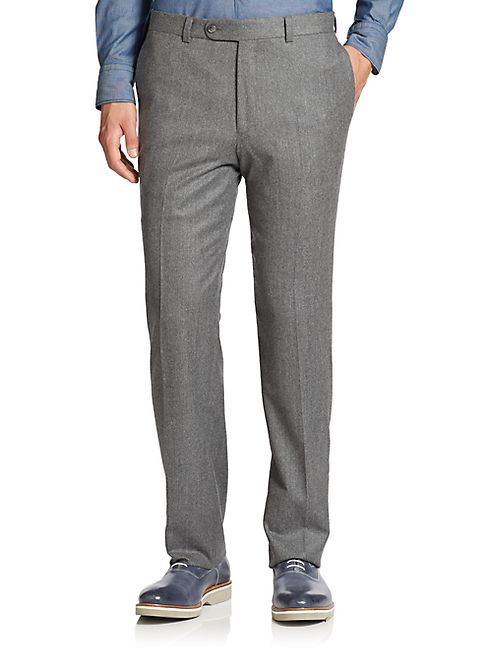 Saks Fifth Avenue Collection - Wool Flat-Front Pants