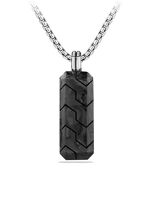 David Yurman - Forged Carbon Inlay Tag Necklace