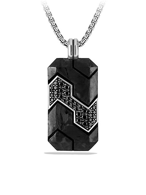 David Yurman - Sterling Silver & Black Diamonds Forged Carbon Tag