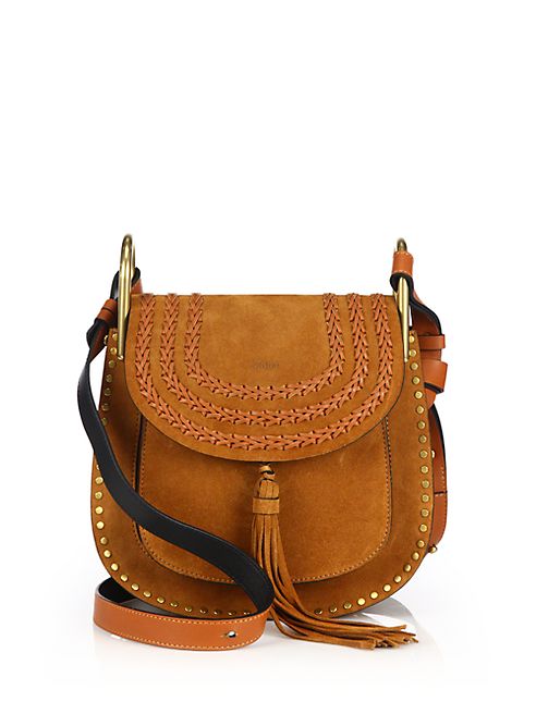 Chloé - Hudson Small Studded & Braided Suede Shoulder Bag