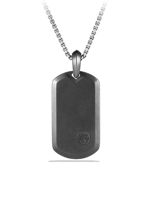 David Yurman - Titanium & Sterling Silver Dog Tag Necklace