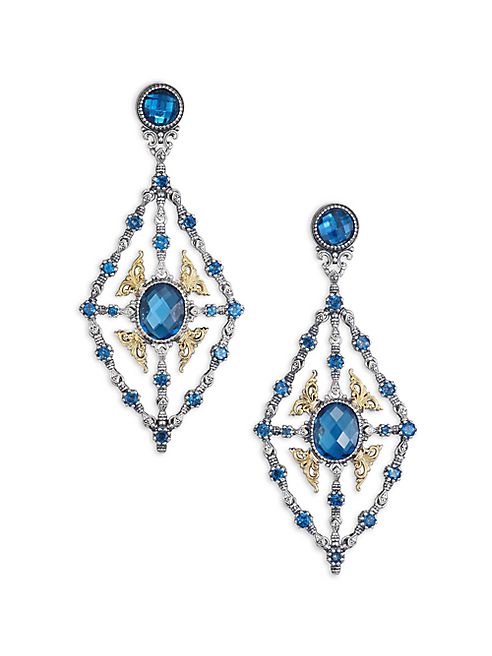 Konstantino - Thalassa London Blue Topaz, 18K Yellow Gold & Sterling Silver Chandelier Earrings