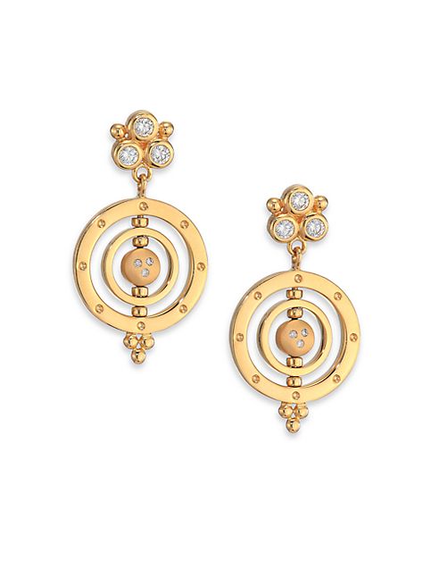 Temple St. Clair - Celestial Diamond & 18K Yellow Gold Piccolo Tolomeo Drop Earrings