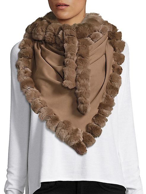 Glamourpuss - Bohemian Rabbit Fur-Trimmed Scarf