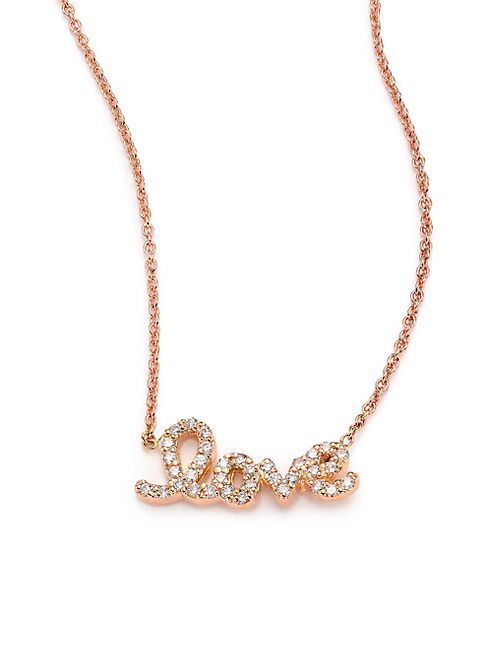 Roberto Coin - Tiny Treasures Diamond & 18K Rose Gold Love Letter Necklace